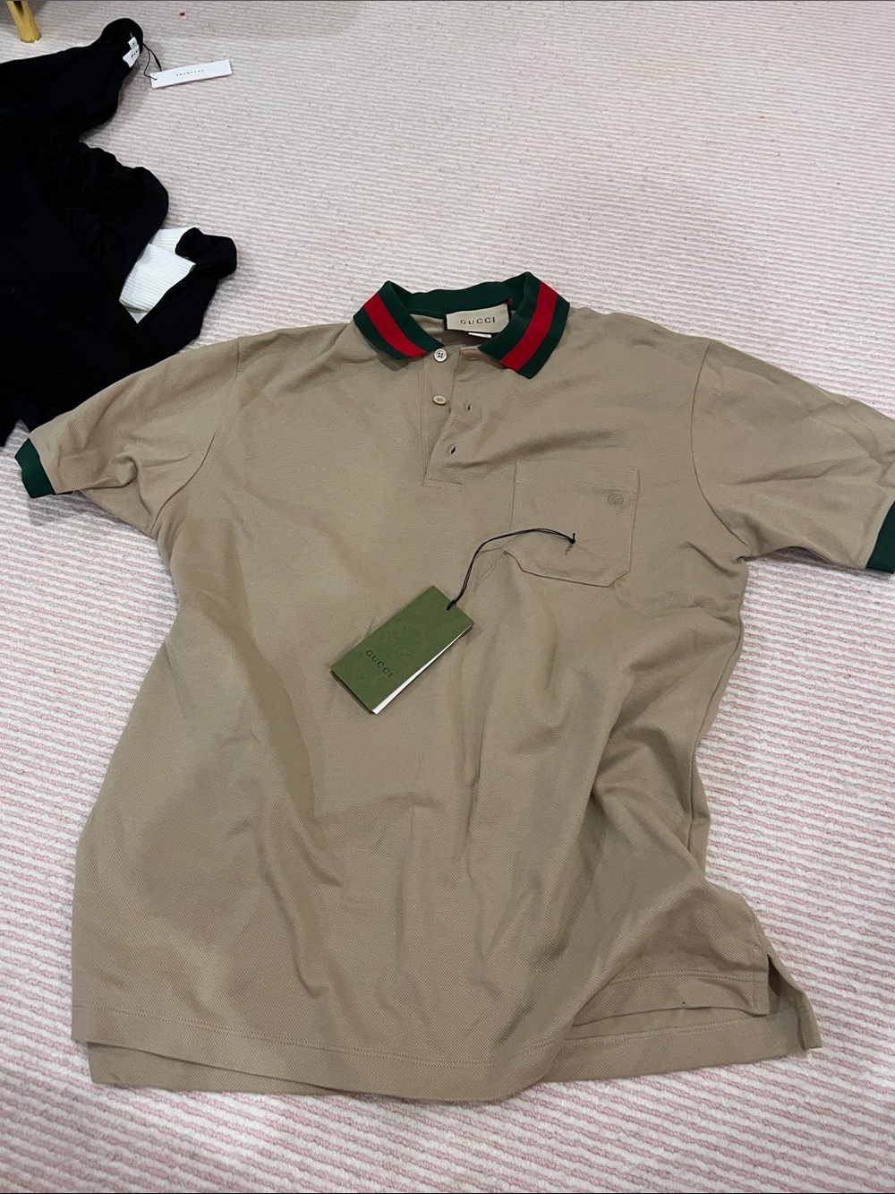 Gucci Beige Polo with Green & Red Trim